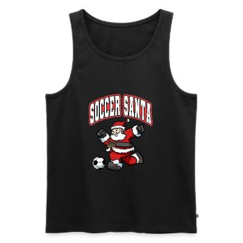 Soccer Père Noël Hommes Garçons Soccer Noël - Débardeur bio Premium Homme - noir - Devant - Michal (187cm)