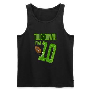 Football Player Touchdown J'ai 10 ans Football Anniversaire - Débardeur bio Premium Homme - noir - Devant - Michal (187cm)