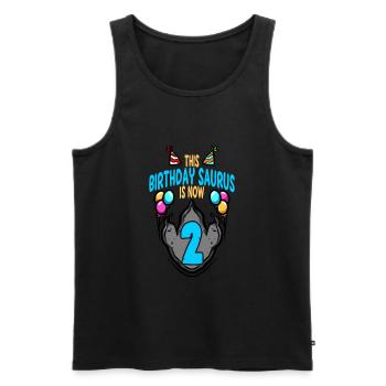 This Saurus Is 2 Dinosaur Footprint Birthday - Men's Premium Organic Tank Top - black - Front - Michal (187cm)