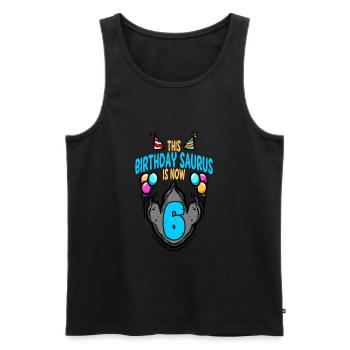 This Saurus Is 6 Dinosaur Footprint Birthday - Men's Premium Organic Tank Top - black - Front - Michal (187cm)