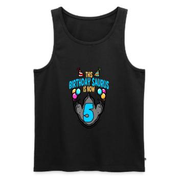This Saurus Is 5 Dinosaur Footprint Birthday - Men's Premium Organic Tank Top - black - Front - Michal (187cm)