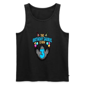 This Saurus Is 3 Dinosaur Footprint Birthday - Men's Premium Organic Tank Top - black - Front - Michal (187cm)