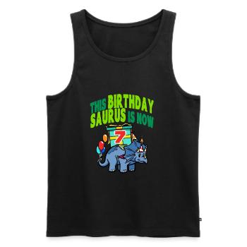 This Birthday Saurus Is Now 7 Dinosaur - Men's Premium Organic Tank Top - black - Front - Michal (187cm)