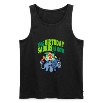 This Birthday Saurus Is Now 2 Dinosaur - Men's Premium Organic Tank Top - black - Front - Michal (187cm)
