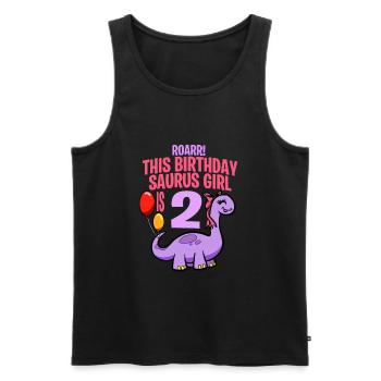 This Birthday Saurus Girl Is 2 Dinosaur - Men's Premium Organic Tank Top - black - Front - Michal (187cm)