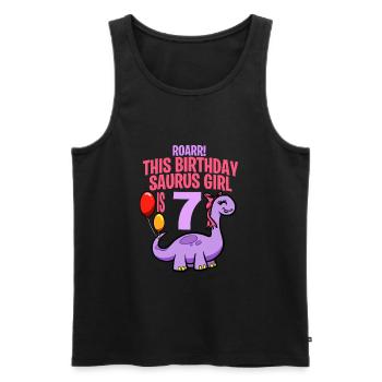 This Birthday Saurus Girl Is 7 Dinosaur - Men's Premium Organic Tank Top - black - Front - Michal (187cm)