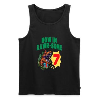 Maintenant im Rawr-Some 7 TRex Dinosaure Anniversaire - Débardeur bio Premium Homme - noir - Devant - Michal (187cm)