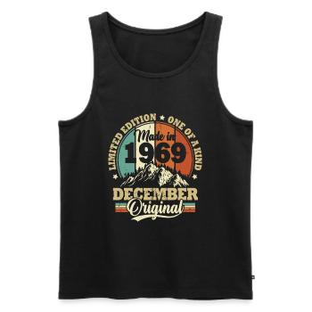 Cadeau D'anniversaire Décembre 1969 Vintage Rétro - Débardeur bio Premium Homme - noir - Devant - Michal (187cm)