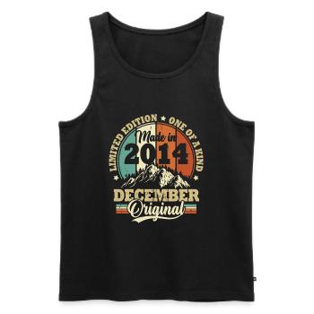 Cadeau D'anniversaire Décembre 2014 Vintage Rétro - Débardeur bio Premium Homme - noir - Devant - AI Model Male 178 light (178cm)