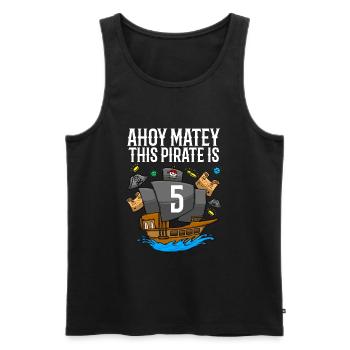 Ahoi Matey Dieser Pirat ist 5. Piratengeburtstag - Männer Premium Bio Tank Top - Schwarz - Vorne - Michal (187cm)