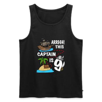 Arrggh! Ce capitaine a 9 ans d’anniversaire de pirate - Débardeur bio Premium Homme - noir - Devant - Michal (187cm)