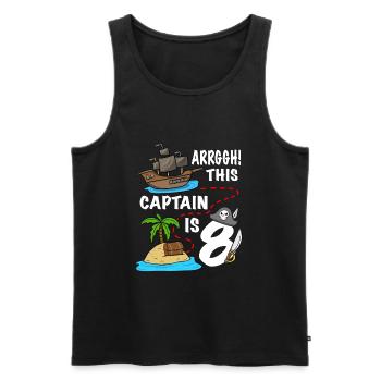 Arrggh! Ce capitaine a 8 ans d’anniversaire de pirate - Débardeur bio Premium Homme - noir - Devant - Michal (187cm)