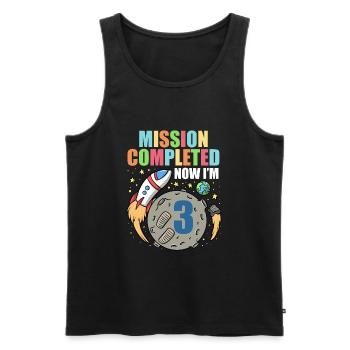 Space Birthday 3 Astronaut Planets Rocket Ship - Men's Premium Organic Tank Top - black - Front - AI Model Male 178 light (178cm)