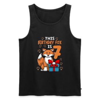 Fox Birthday 7th Birthday Party Girl Animal Lovers - Débardeur bio Premium Homme - noir - Devant - Michal (187cm)