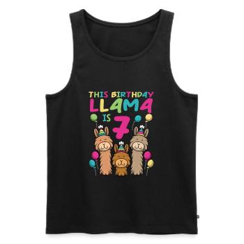 Lama Geburtstag 7. Geburtstag Party Alpaka Mädchen - Männer Premium Bio Tank Top - Schwarz - Vorne - Michal (187cm)