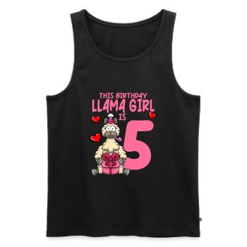 Lama Geburtstag 5. Geburtstag Party Alpaka Mädchen - Männer Premium Bio Tank Top - Schwarz - Vorne - Michal (187cm)