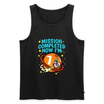 Space Birthday 7 Astronaut Planets Rocket Ship - Men's Premium Organic Tank Top - black - Front - AI Model Male 178 light (178cm)