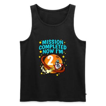 Space Birthday 2 Astronaut Planets Rocket Ship - Men's Premium Organic Tank Top - black - Front - AI Model Male 178 light (178cm)