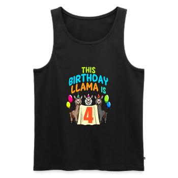 Llama Girl 4th Birthday Party Alpaca - Men's Premium Organic Tank Top - black - Front - Michal (187cm)