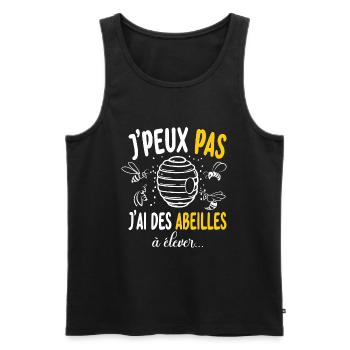 J'peux Pas J'Ai des Abeilles à élever Humoristique - Débardeur bio Premium Homme - noir - Devant - Michal (187cm)