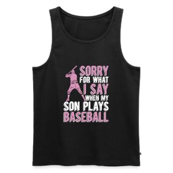 Baseball Mama Sorry für das, was ich sage Softball Mama - Männer Premium Bio Tank Top - Schwarz - Vorne - AI Model Male 178 light (178cm)