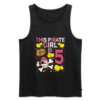 Skeleton This Pirate Is 5th Pirate Birthday - Men's Premium Organic Tank Top - black - Front - Michal (187cm)