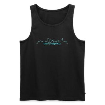 Love Marseille - Débardeur bio Premium Homme - noir - Devant - AI Model Male 178 light (178cm)