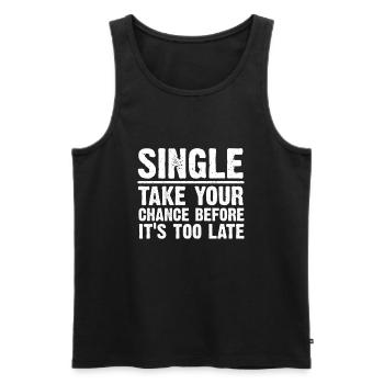 Single seeks love - gift for singles looking for - Men's Premium Organic Tank Top - black - Front - AI Model Male 178 light (178cm)