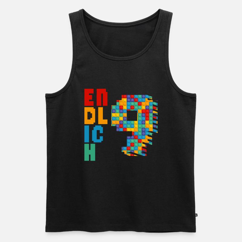 Endlich 9 Baustein - Männer Premium Bio Tank Top - Schwarz