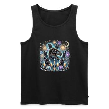 T-Rex-Dino mit Katzen Neues Jahr - Männer Premium Bio Tank Top - Schwarz - Vorne - AI Model Male 178 light (178cm)