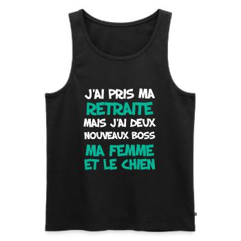 Retraite Homme Et Femme Et Chien Boss Humour - Débardeur bio Premium Homme - noir - Devant - Michal (187cm)