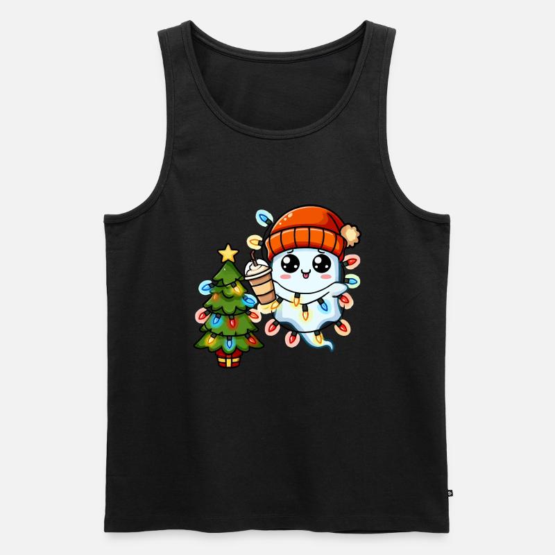 Weihnachtsgeist Lichterkette Weihnachtsbaum - Männer Premium Bio Tank Top - Schwarz