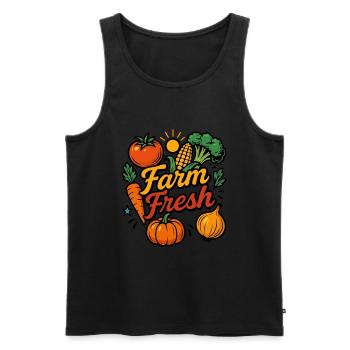 Conception colorée de légumes frais de la ferme - Débardeur bio Premium Homme - noir - Devant - AI Model Male 178 light (178cm)
