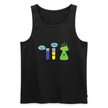 Overreaction Funny Design - Men's Premium Organic Tank Top - black - Front - AI Model Male 178 light (178cm)