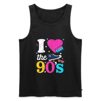 Ich liebe die 90er I Tanzshirt Mottoparty Kostüm - Männer Premium Bio Tank Top - Schwarz - Vorne - AI Model Male 178 light (178cm)