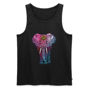 Motif de mandala d'éléphant - Débardeur bio Premium Homme - noir - Devant - AI Model Male 178 light (178cm)