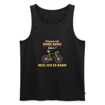 Contre Ebikes, faire du vélo sans batterie - Débardeur bio Premium Homme - noir - Devant - Michal (187cm)