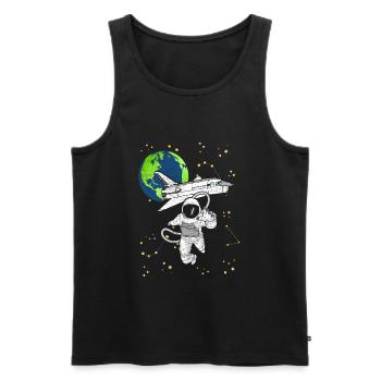 Astronaut with space shuttle in space - Men's Premium Organic Tank Top - black - Front - AI Model Male 178 light (178cm)