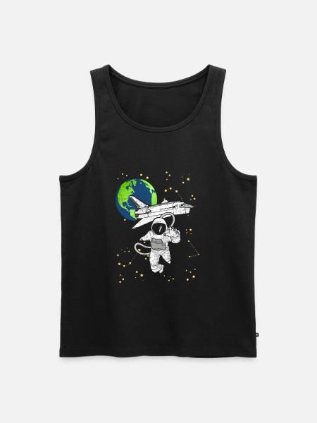 Astronaut mit Spaceshuttle im Weltall - Männer Premium Bio Tank Top - Schwarz