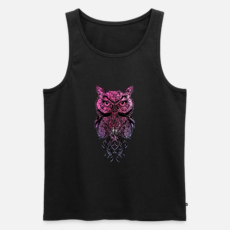 Eule Mandala Tattoo Kunst - Männer Premium Bio Tank Top - Schwarz