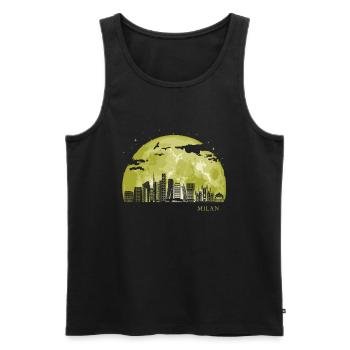 MILAN Moon Light Nuit Etoiles Skyline - Débardeur bio Premium Homme - noir - Devant - AI Model Male 178 light (178cm)