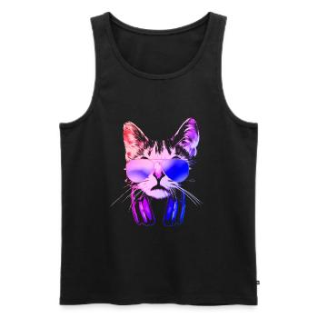 Cool Neon DJ Cat - Men's Premium Organic Tank Top - black - Front - AI Model Male 178 light (178cm)