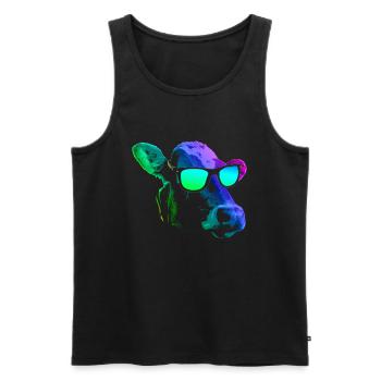 kühle Kuh - Männer Premium Bio Tank Top - Schwarz - Vorne - AI Model Male 178 light (178cm)