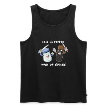 Fight of spices salt against pepper ninja sword - Men's Premium Organic Tank Top - black - Front - Michal (187cm)