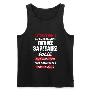 t shirt j appartiens a une femme - Débardeur bio Premium Homme - noir - Devant - Michal (187cm)