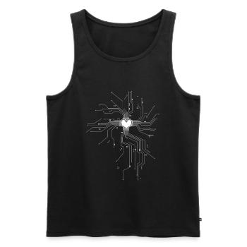 The Heart of a Tech Nerds Processor Computer Core - Men's Premium Organic Tank Top - black - Front - AI Model Male 178 light (178cm)