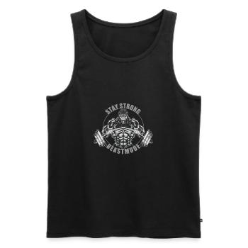 RESTEZ FORT BEASTMODE - Débardeur bio Premium Homme - noir - Devant - AI Model Male 178 light (178cm)