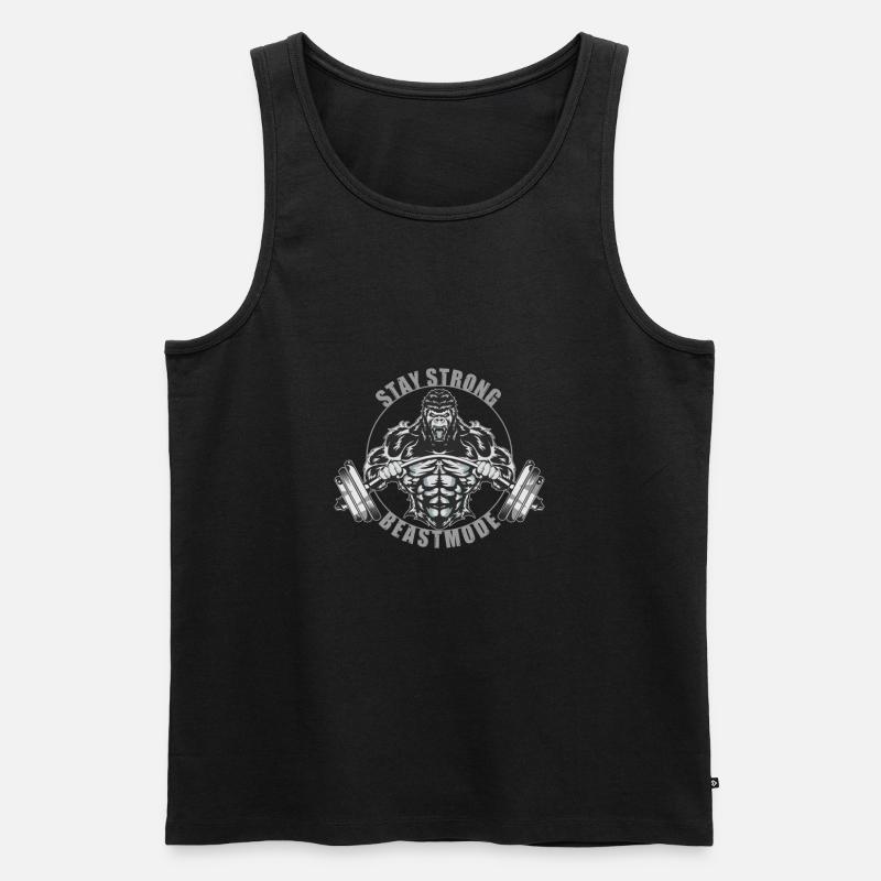 STAY STRONG BEASTMODE - Männer Premium Bio Tank Top - Schwarz