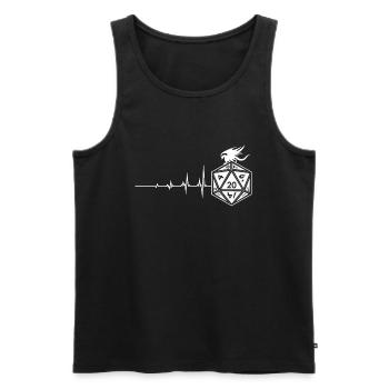 Cool Fantasy D20 Dice Heartbeat Dragon D20 Table - Men's Premium Organic Tank Top - black - Front - AI Model Male 178 light (178cm)