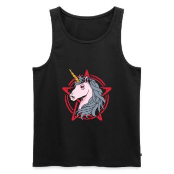 Hail Satan Einhorn T-Shirt - Männer Premium Bio Tank Top - Schwarz - Vorne - Michal (187cm)